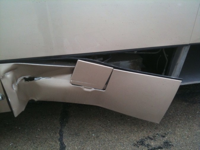 Damaged bay door Damaged bay door