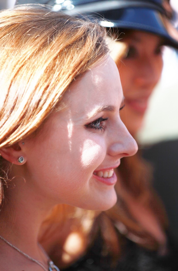 Woman in profile at the San Francisco Folsom Street Fair, September 23, 2012. 