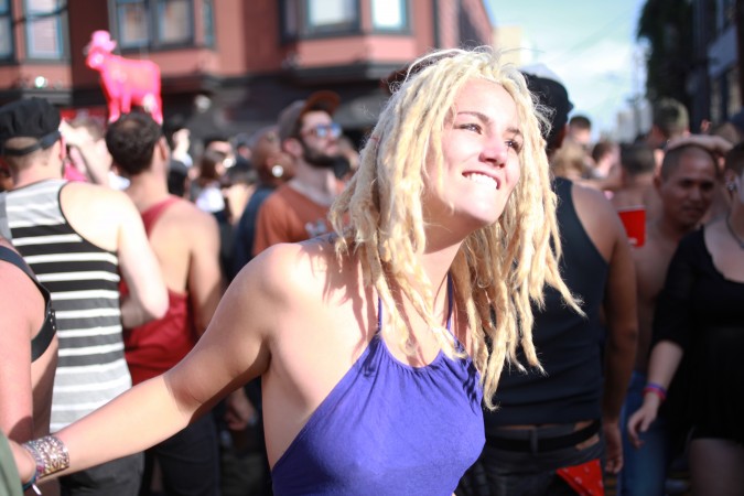 Woman dancing at the San Francisco Folsom Street Fair, September 23, 2012. 