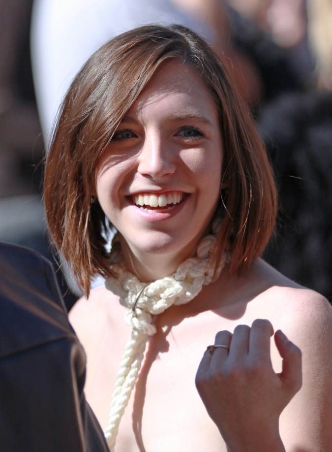 Woman with a beautiful smile at the San Francisco Folsom Street Fair, September 23, 2012. 