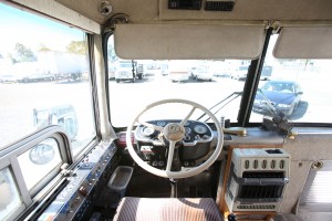 1967 MCI 5A Challenger, view from driver's seat looking forward